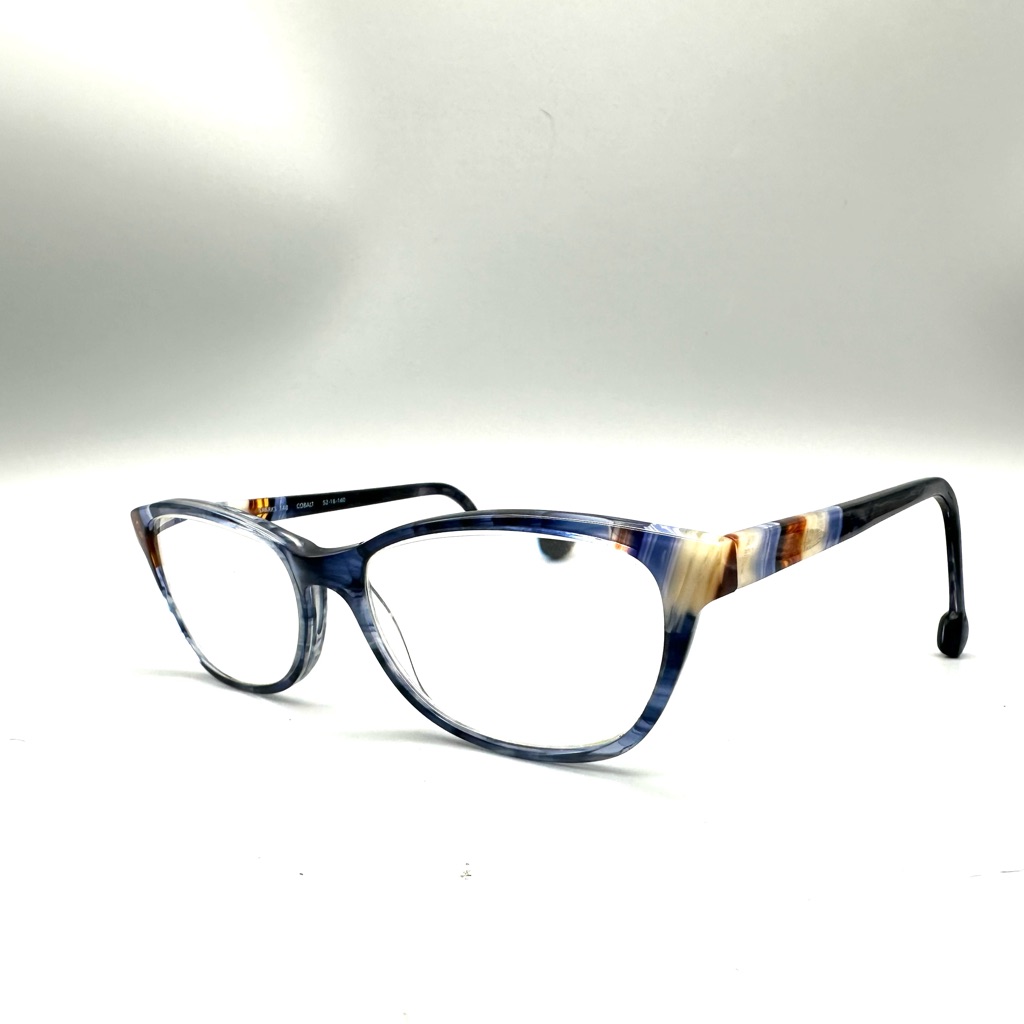Lisa Loeb Eyewear Sparks 148 Cobalt Blue Marble Cat Eye Glasses Frames 5216140